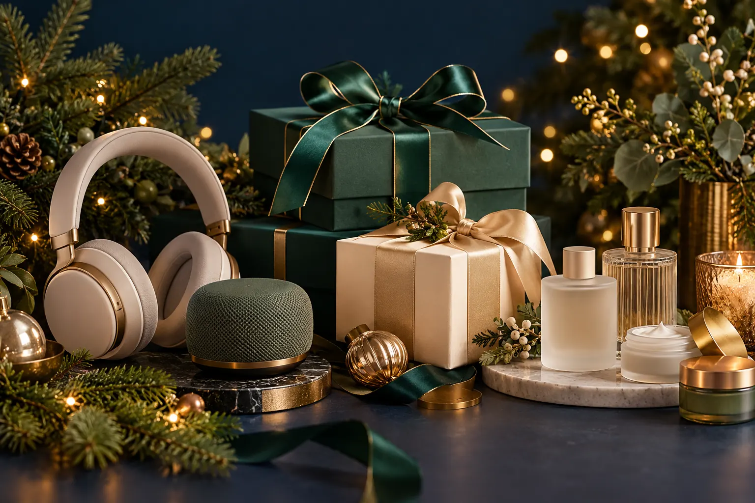 Illustrative thoughtfully arranged gifts and everyday accessories